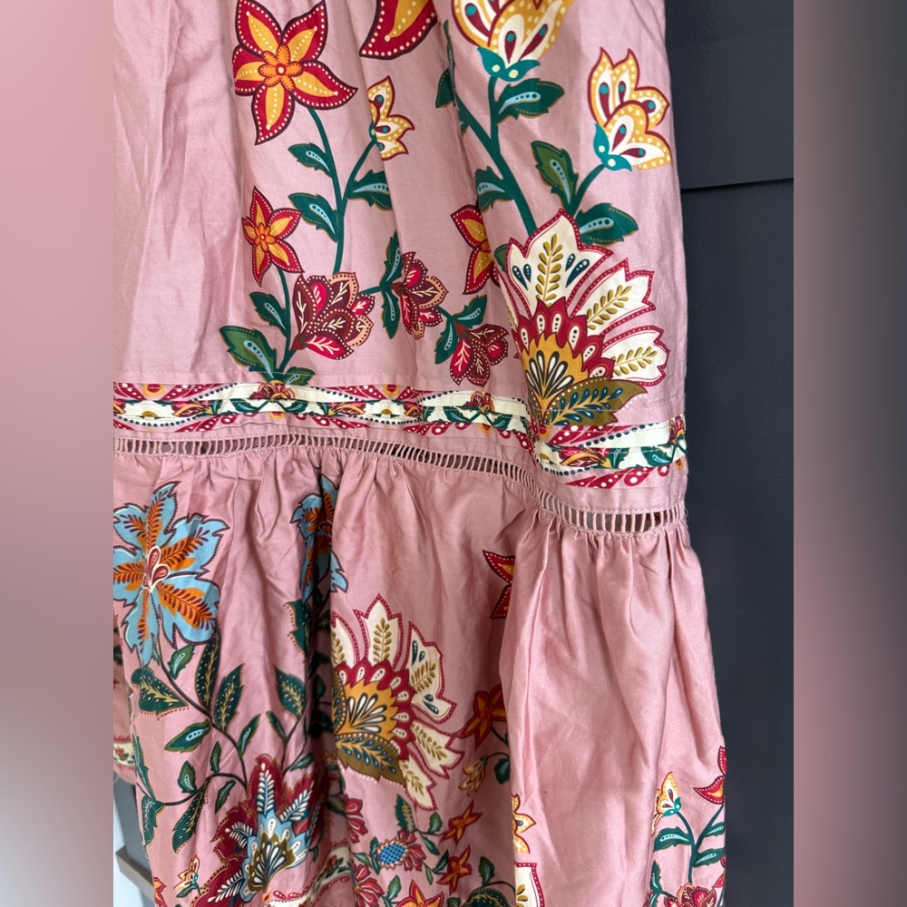 Farm Rio Garden Delight Pink Short Sleeve Maxi Dress • S • NWT - Picture 12 of 17